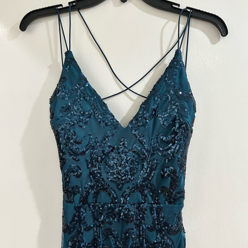 Elegant Teal Sequin Dress
